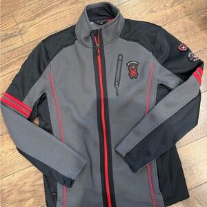 Spyder Men's Gray & Black knit zip up with Red Accents